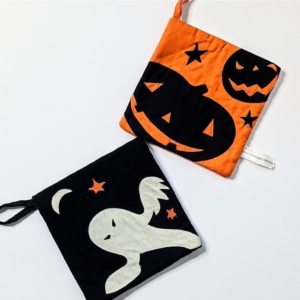 Cotton Halloween Quilted Potholders Set Of Two